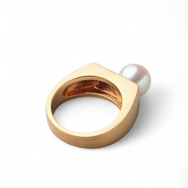 Supple あこや真珠 シグネットリング 8.5-9.0mm SV925 GP