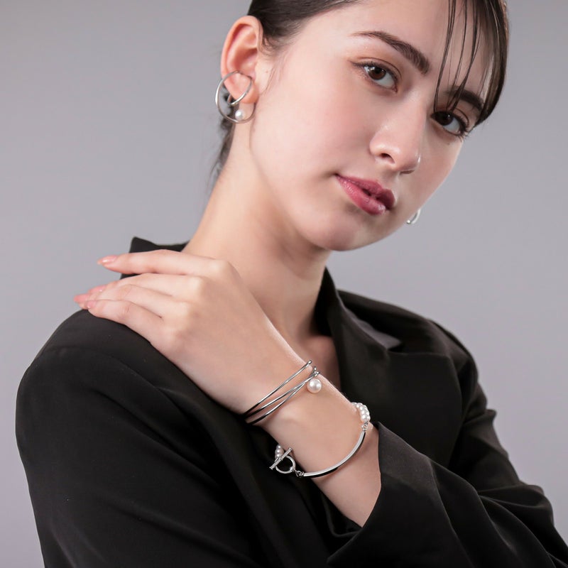 Supple あこや真珠 3連バングル　8.5-9.0mm SUS316L