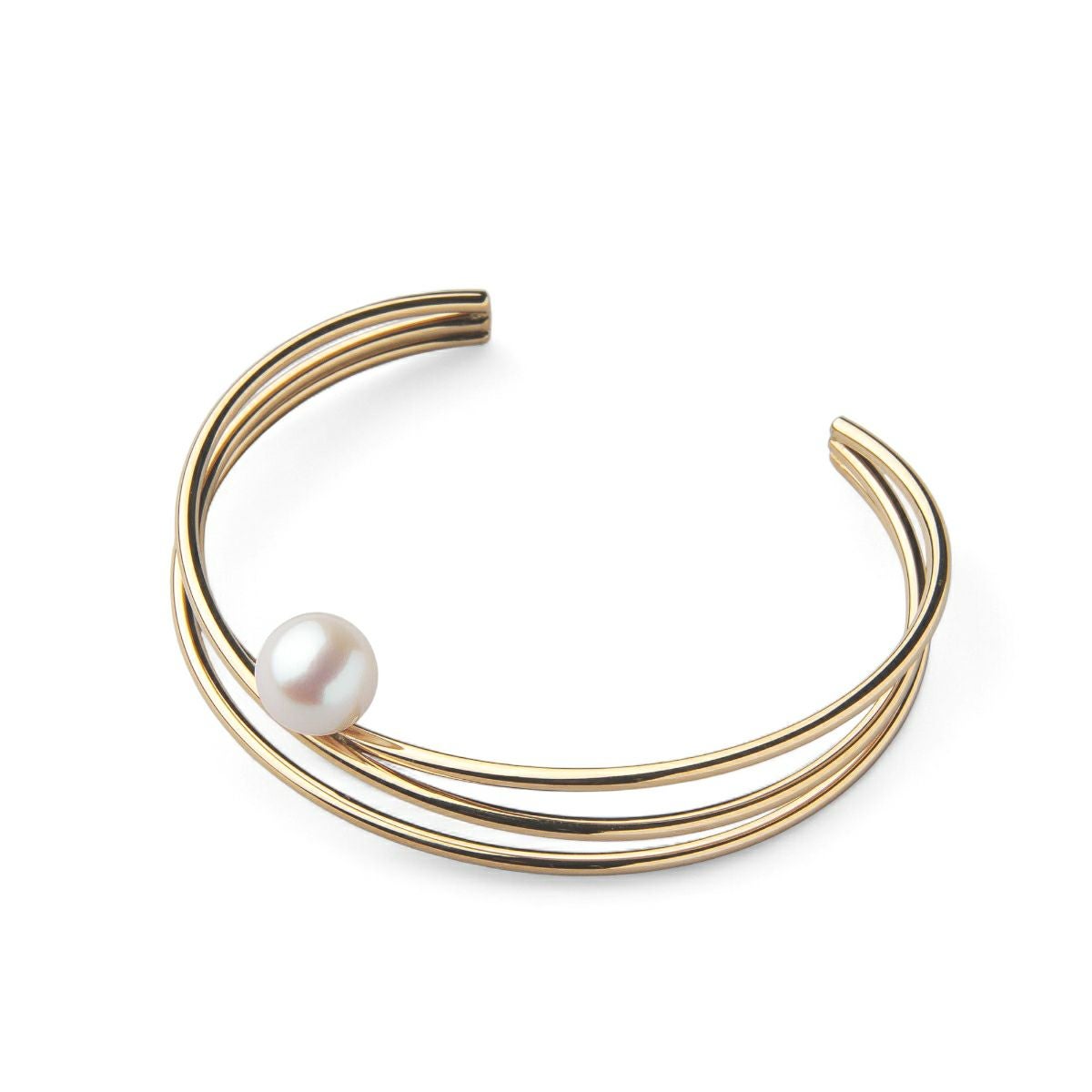 Supple あこや真珠 3連バングル　8.5-9.0mm SUS316L GP