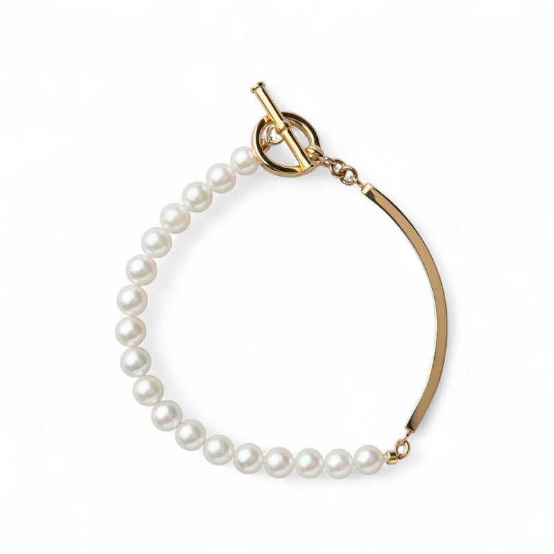 Supple あこや真珠 ハーフブレスレット　5.5-6.0mm SUS316L GP