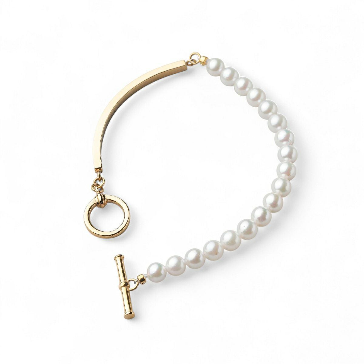 Supple あこや真珠 ハーフブレスレット　5.5-6.0mm SUS316L GP