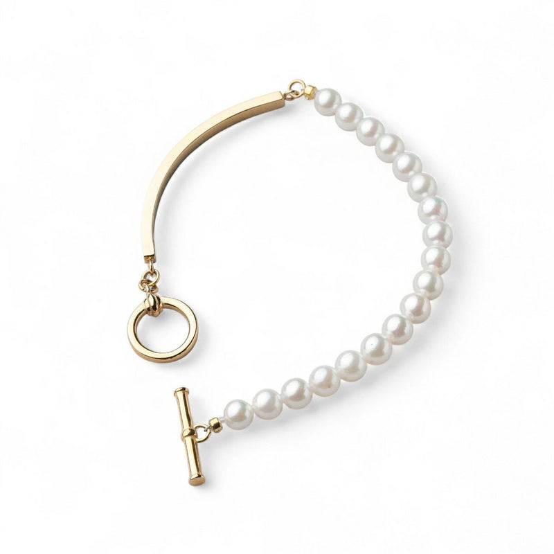 Supple あこや真珠 ハーフブレスレット　5.5-6.0mm SUS316L GP