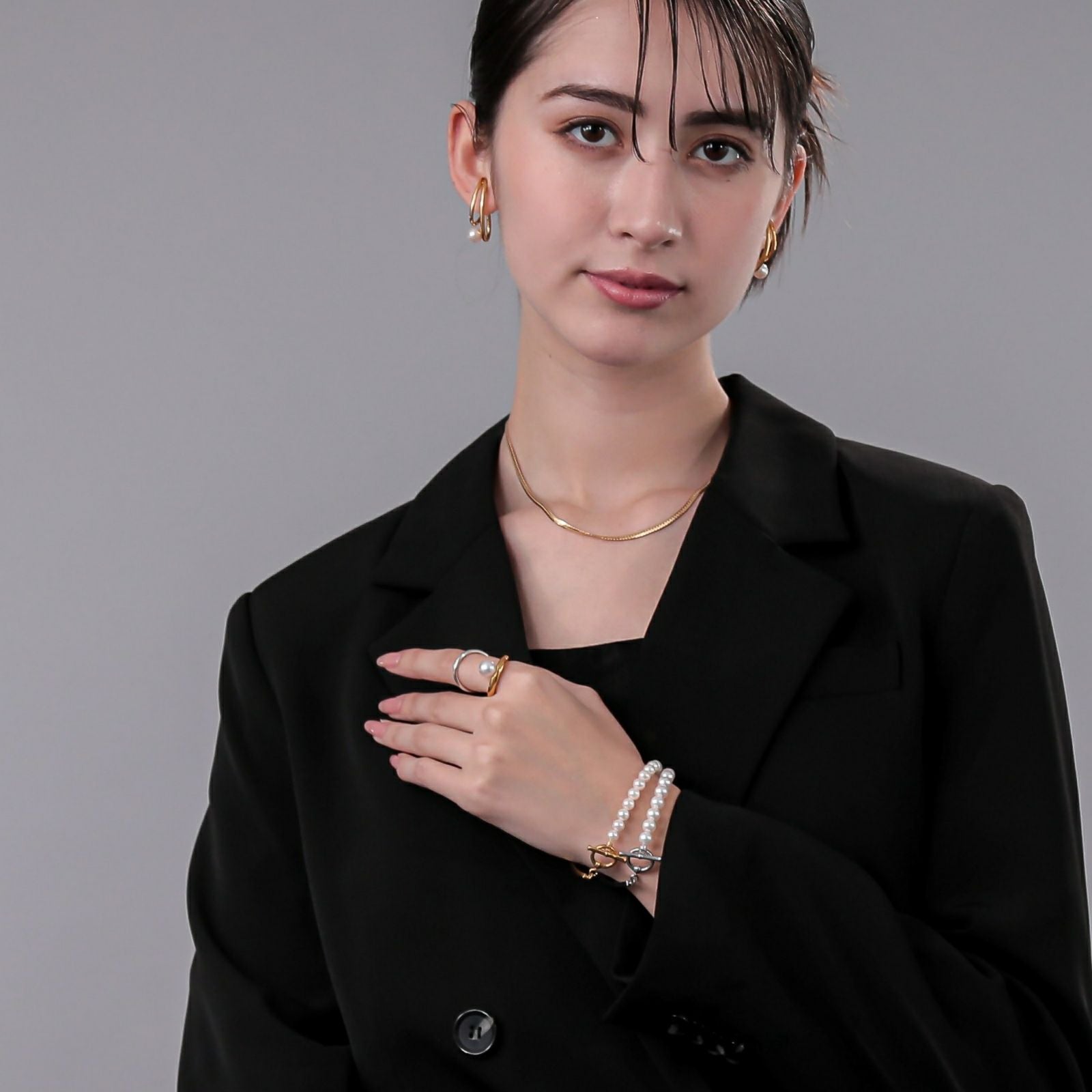 Supple あこや真珠 ハーフブレスレット 6.5-7.0mm SUS316L