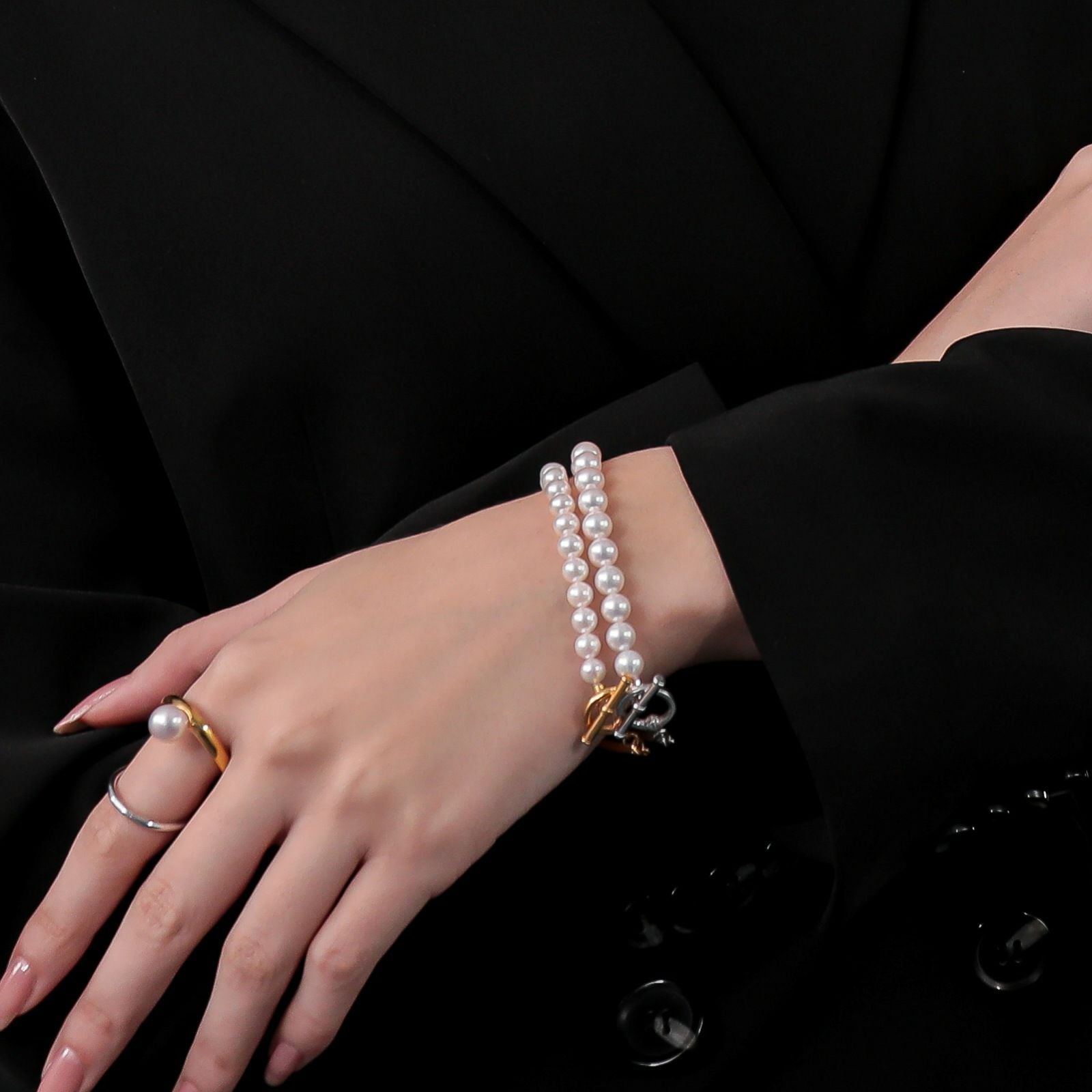 Supple あこや真珠 ハーフブレスレット 6.5-7.0mm SUS316L