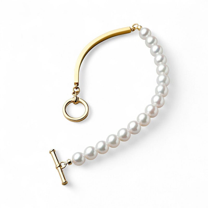 Supple あこや真珠 ハーフブレスレット　6.5-7.0mm SUS316L GP