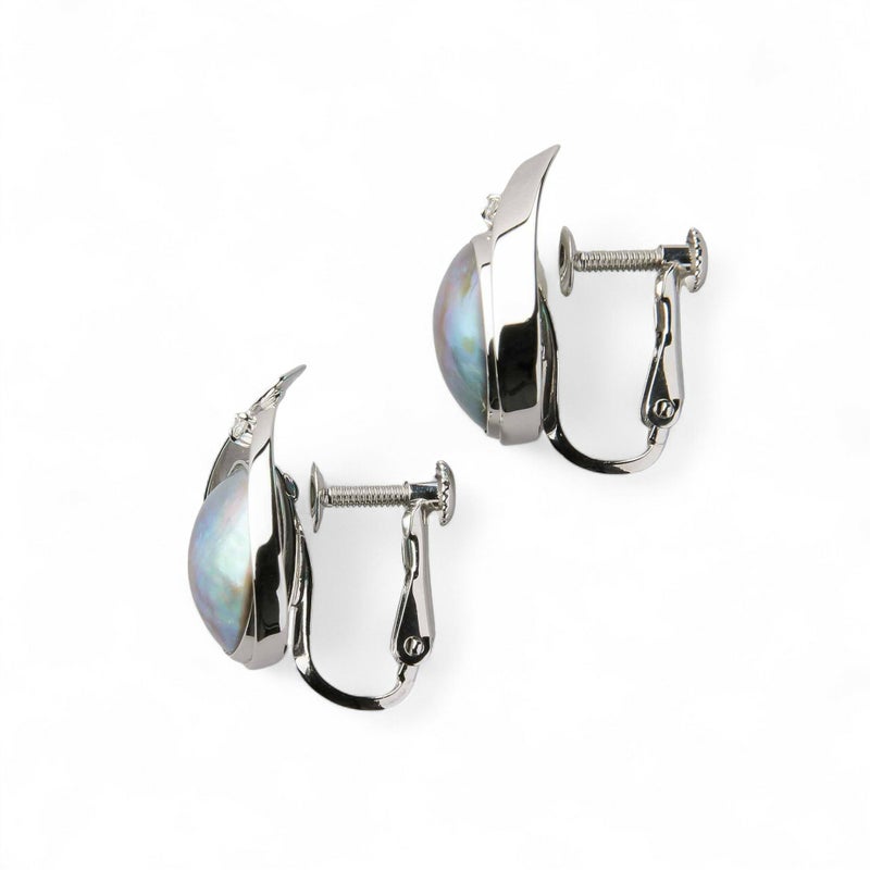 Abalone アワビ真珠 イヤリング　10mmUP K18YG RhP