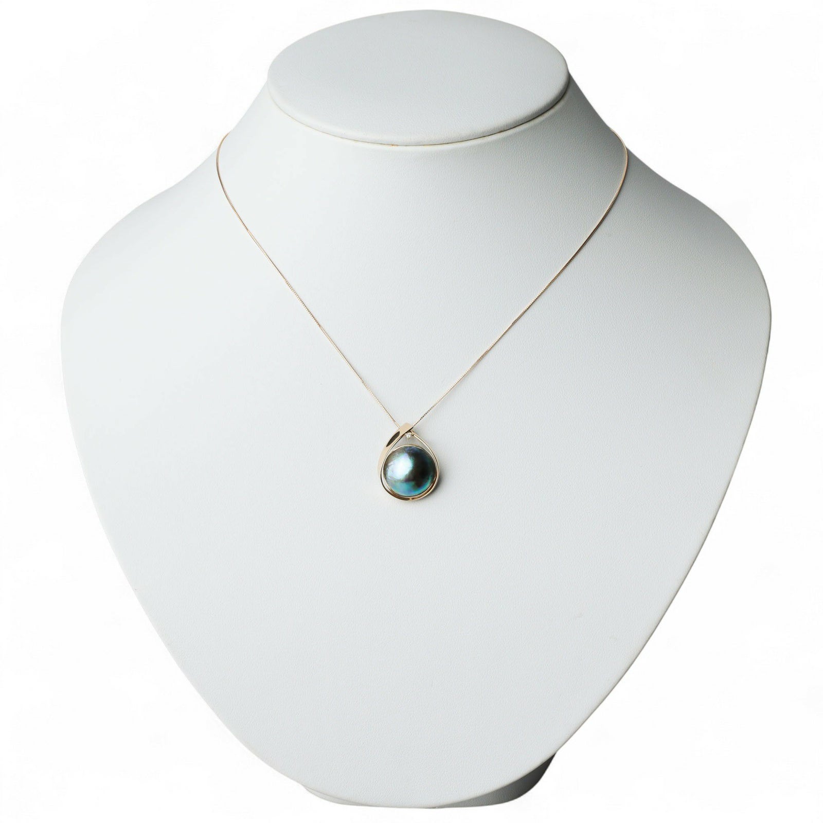 Abalone アワビ真珠 ペンダントトップ 14mmUP K18YG リボン