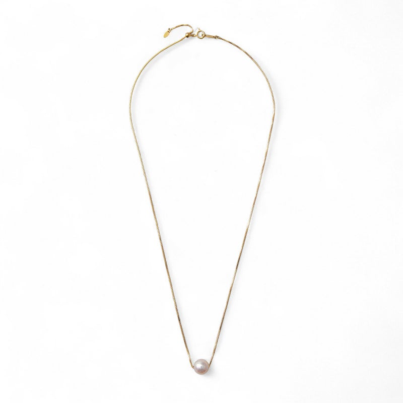 オーロラ花珠真珠 スルーペンダントネックレス 8.5-9.0mm K18YG -Premium-