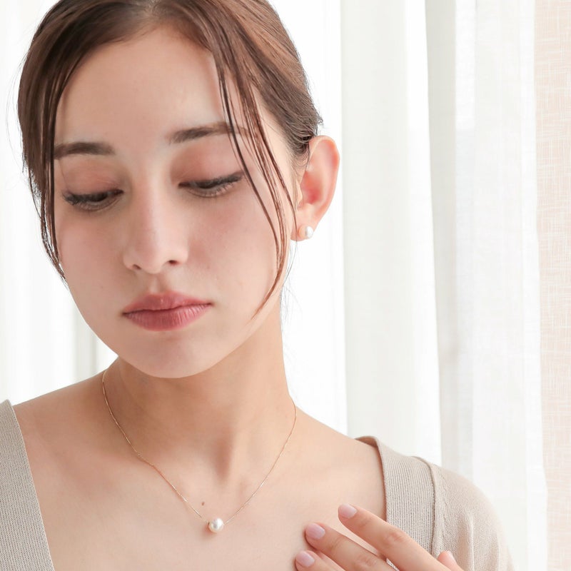 オーロラ花珠真珠 スルーペンダントネックレス 8.5-9.0mm K18YG -Premium-