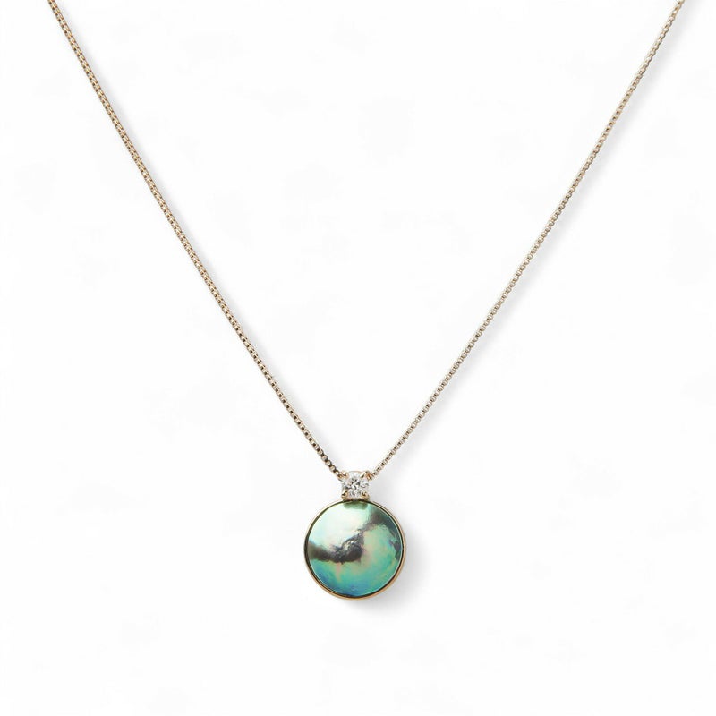 Abalone アワビ真珠 ペンダント　8mmUP K18YG