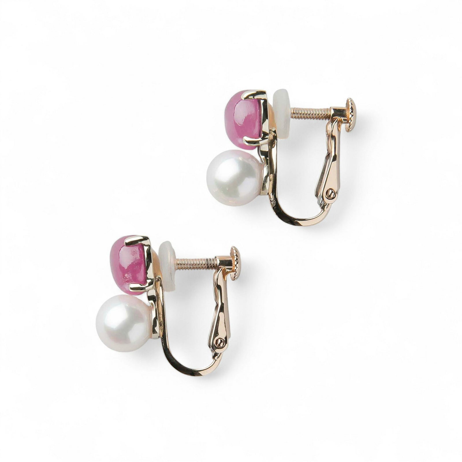 あこや真珠×スタールビー イヤリング　5.5-6.0/6mmUP K10YG