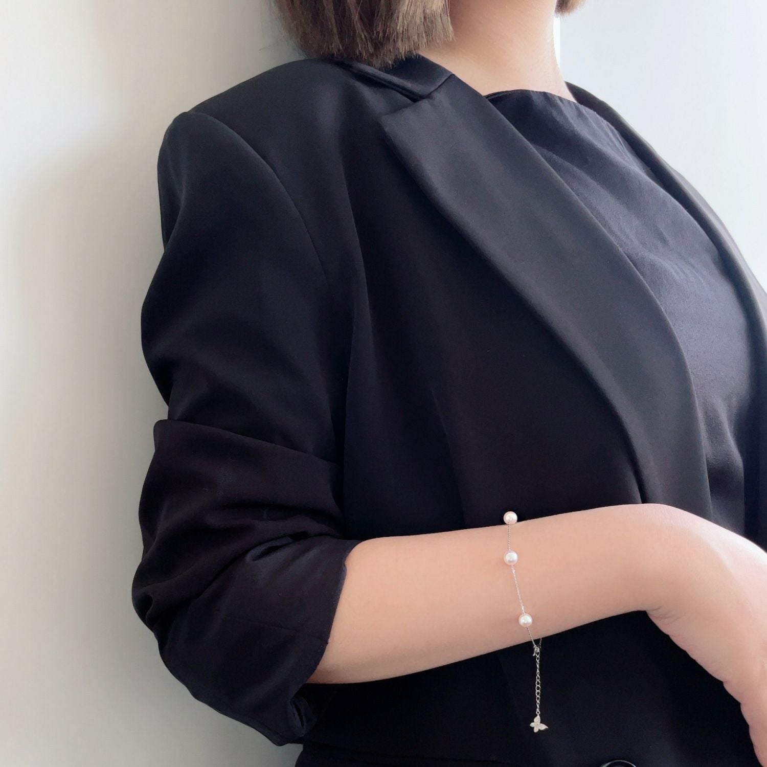 petit amie あこや真珠 ステーションブレスレット 6.0-6.5mm K18WG