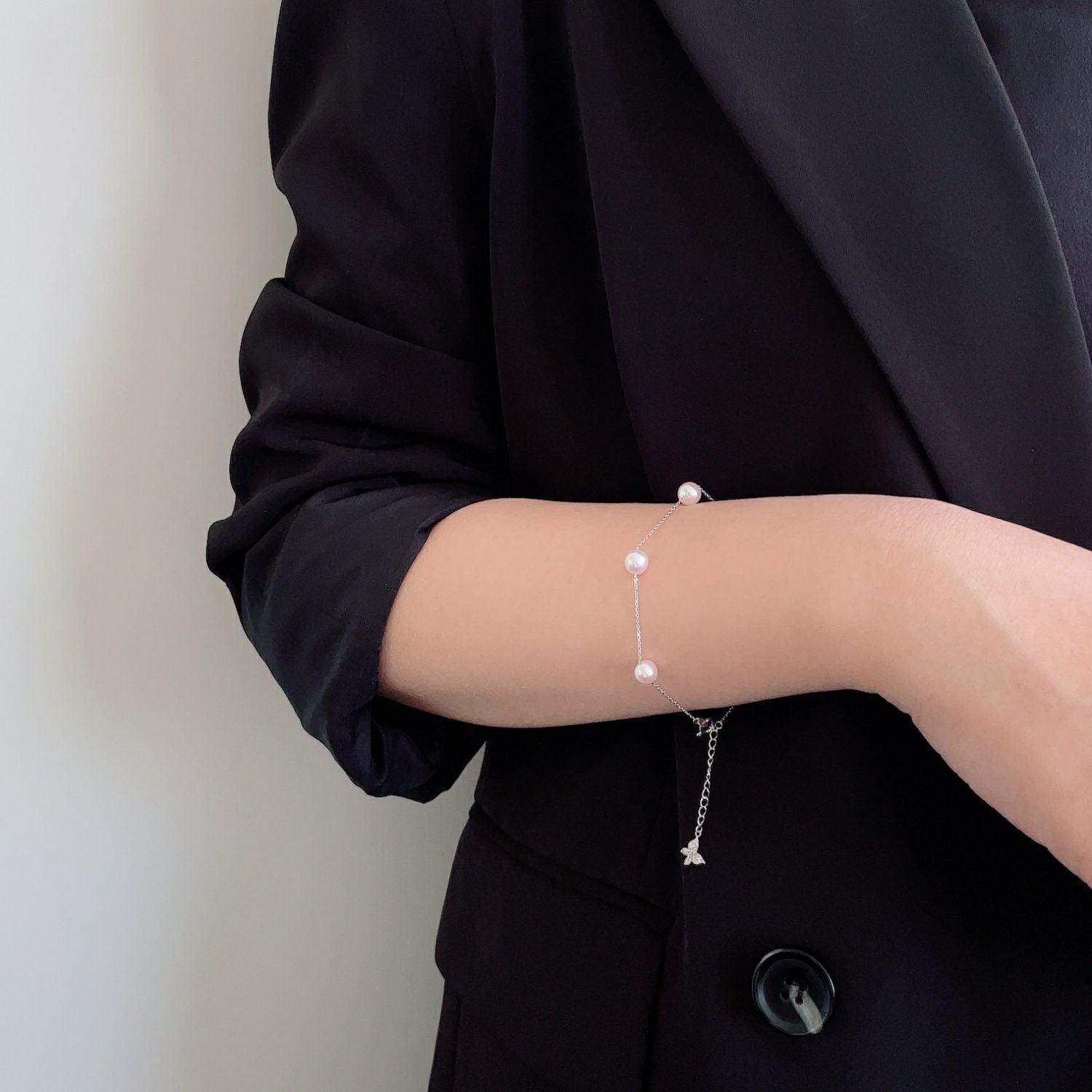 petit amie あこや真珠 ステーションブレスレット 6.0-6.5mm K18WG