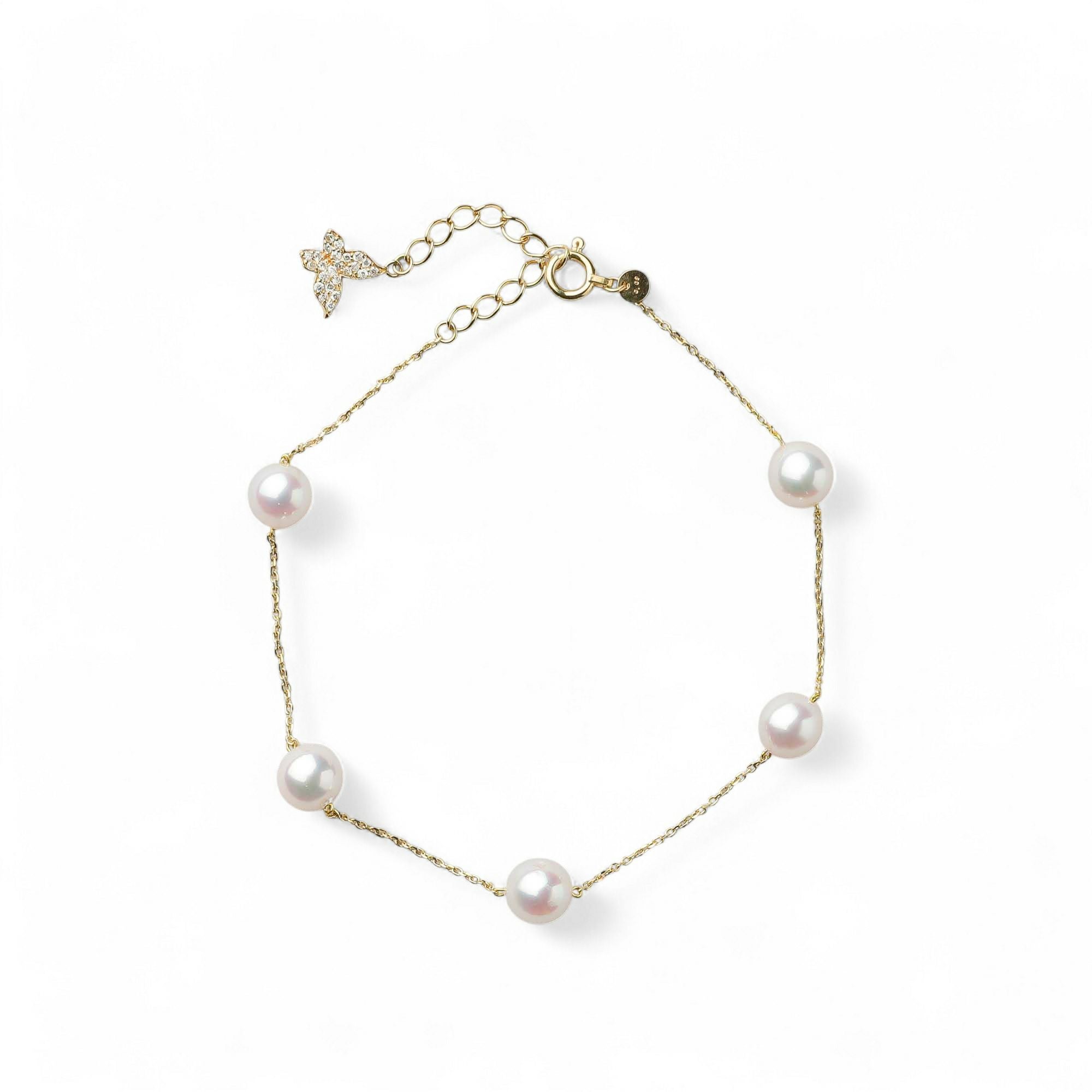 petit amie あこや真珠 ステーションブレスレット 6.0-6.5mm PT900/850