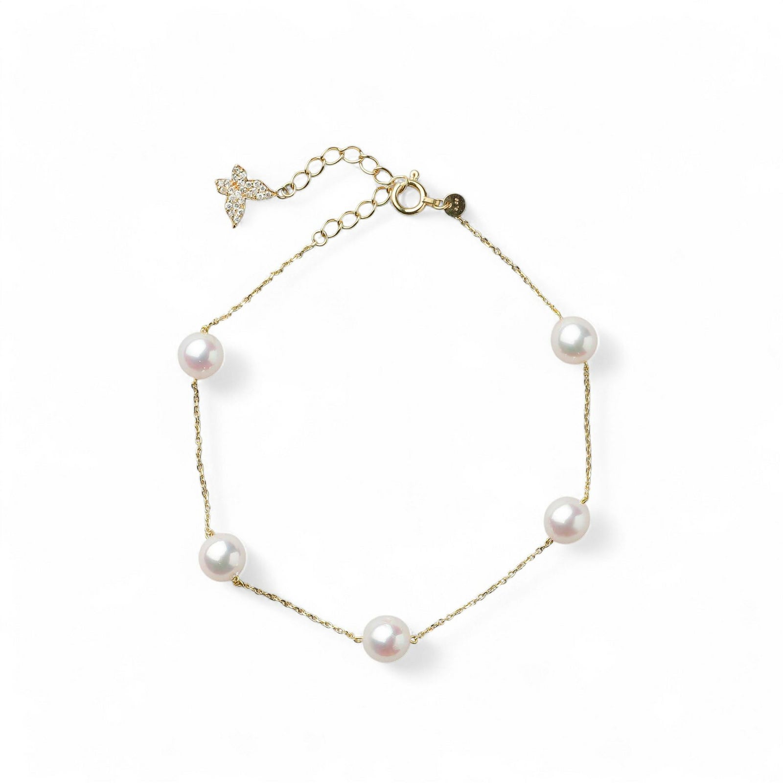 petit amie あこや真珠 ステーションブレスレット 6.0-6.5mm K18YG