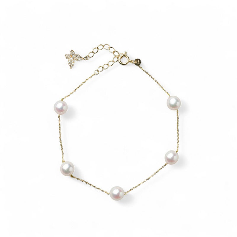 petit amie あこや真珠 ステーションブレスレット 6.0-6.5mm K18YG