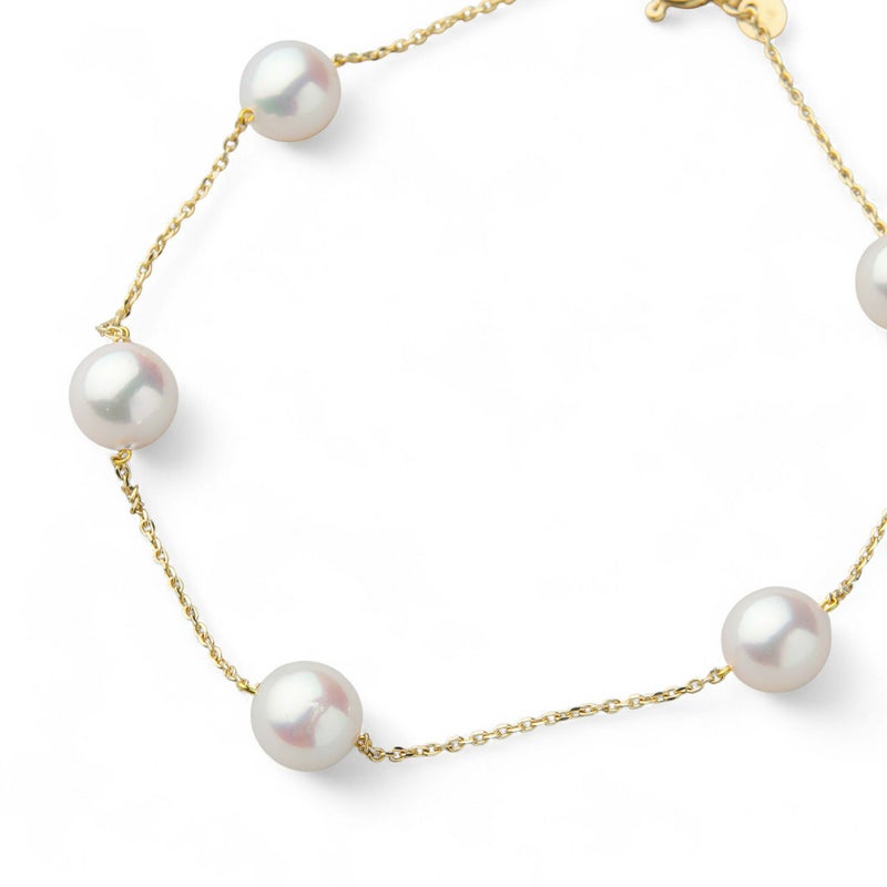 petit amie あこや真珠 ステーションブレスレット 6.0-6.5mm K18YG