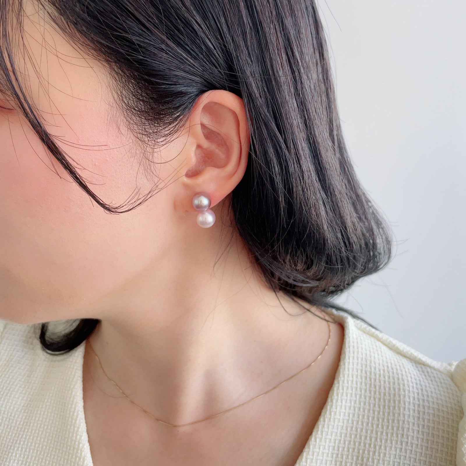 Bubble 淡水真珠 ダブルピアス　9mmUP K14WG