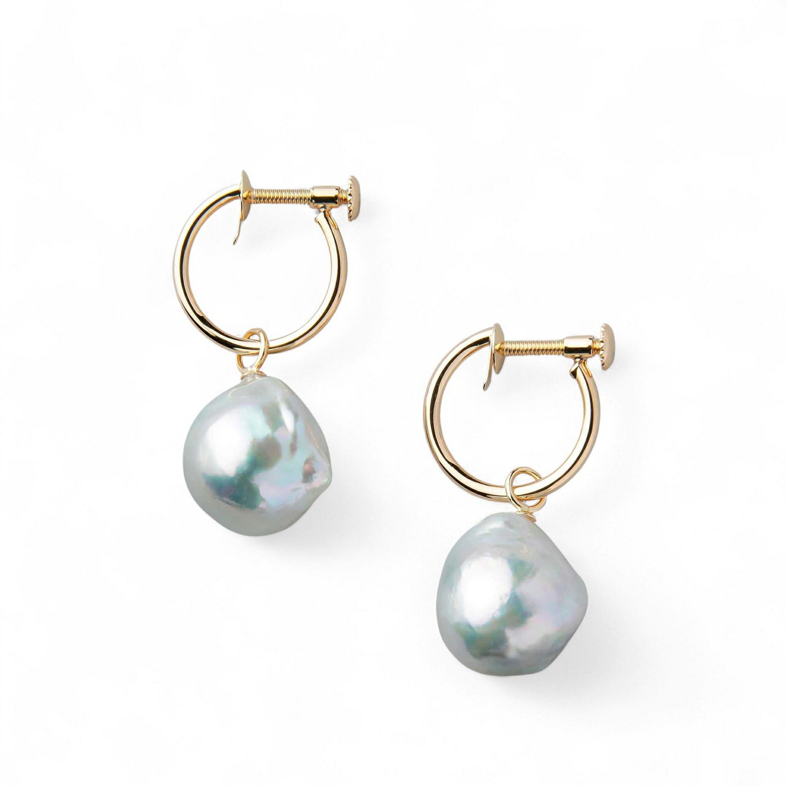 breeze あこやバロック真珠 フープイヤリング　11mmUP K18YG