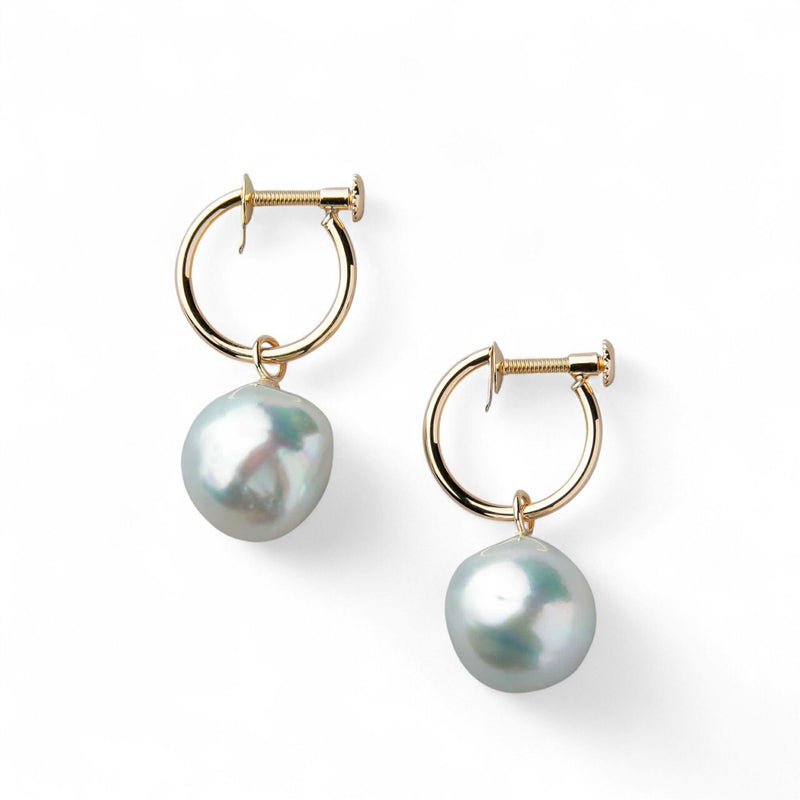 breeze あこやバロック真珠 フープイヤリング　11mmUP K18YG