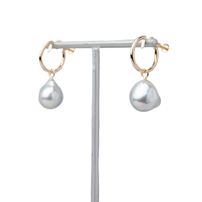 breeze あこやバロック真珠 フープイヤリング　11mmUP K18YG