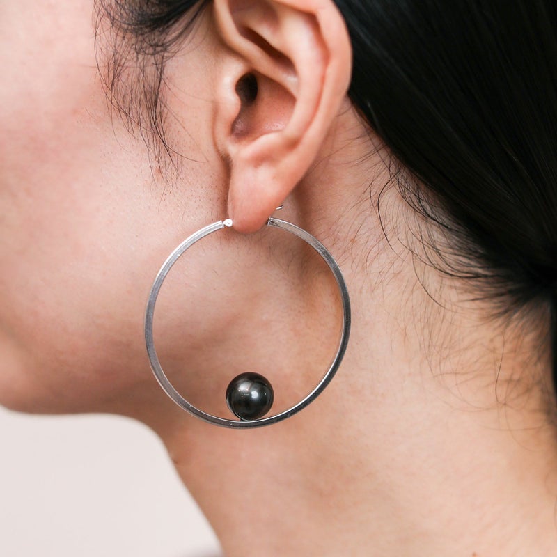 マルレナ ミラージュピアス タヒチ黒蝶真珠　11mmUP SV925/K14WG