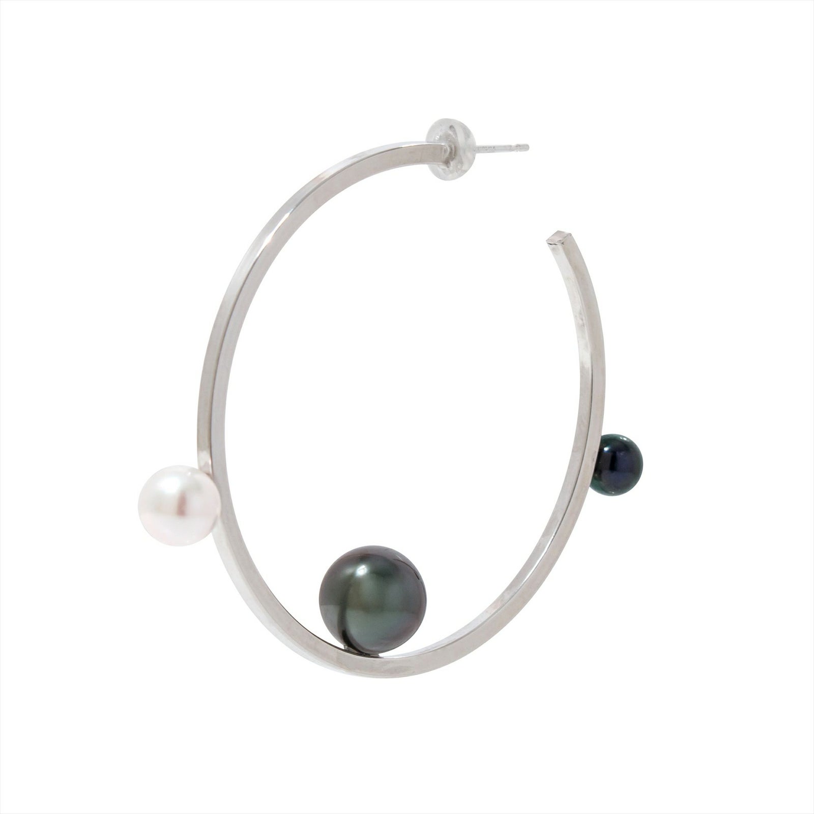 マルレナ ミラージュピアス タヒチ黒蝶真珠/あこや真珠　6-11mm SV925/K14WG