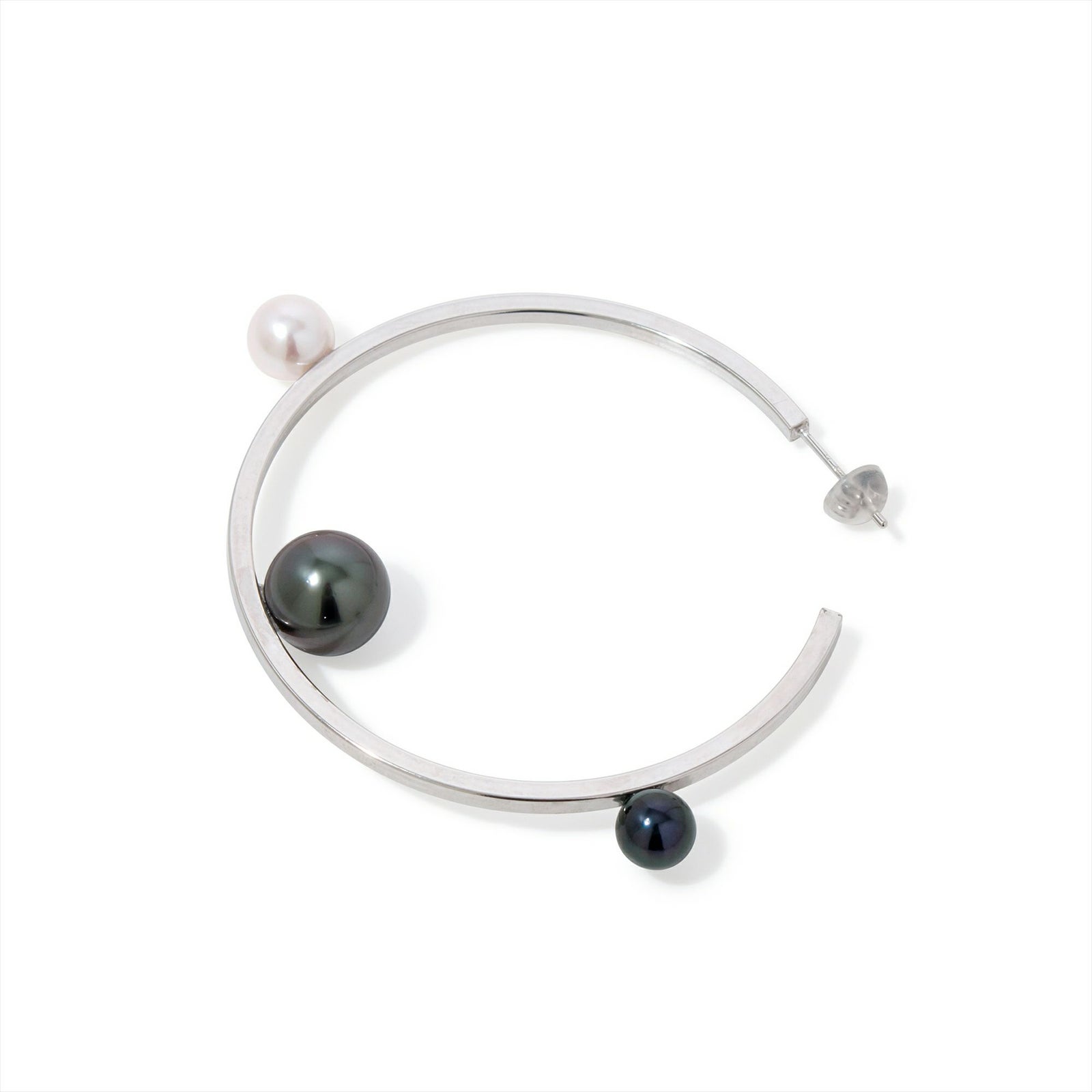 マルレナ ミラージュピアス タヒチ黒蝶真珠/あこや真珠　6-11mm SV925/K14WG