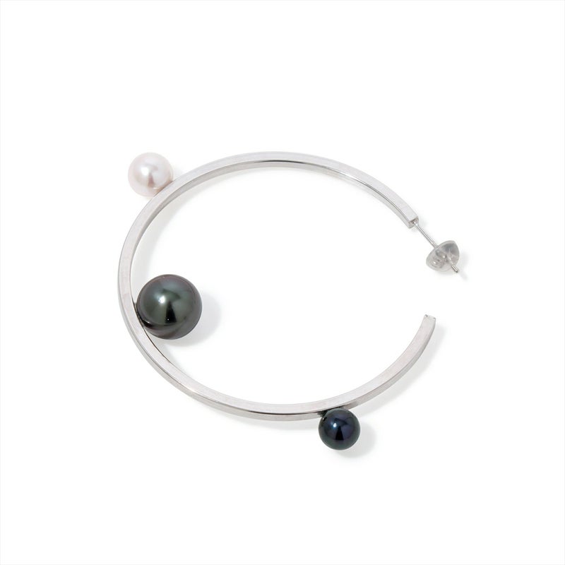 マルレナ ミラージュピアス タヒチ黒蝶真珠/あこや真珠　6-11mm SV925/K14WG