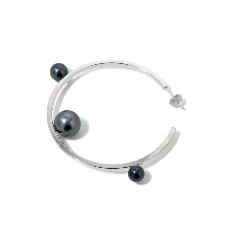 マルレナ ミラージュピアス タヒチ黒蝶真珠/あこや黒真珠　6-11mm SV925/K14WG