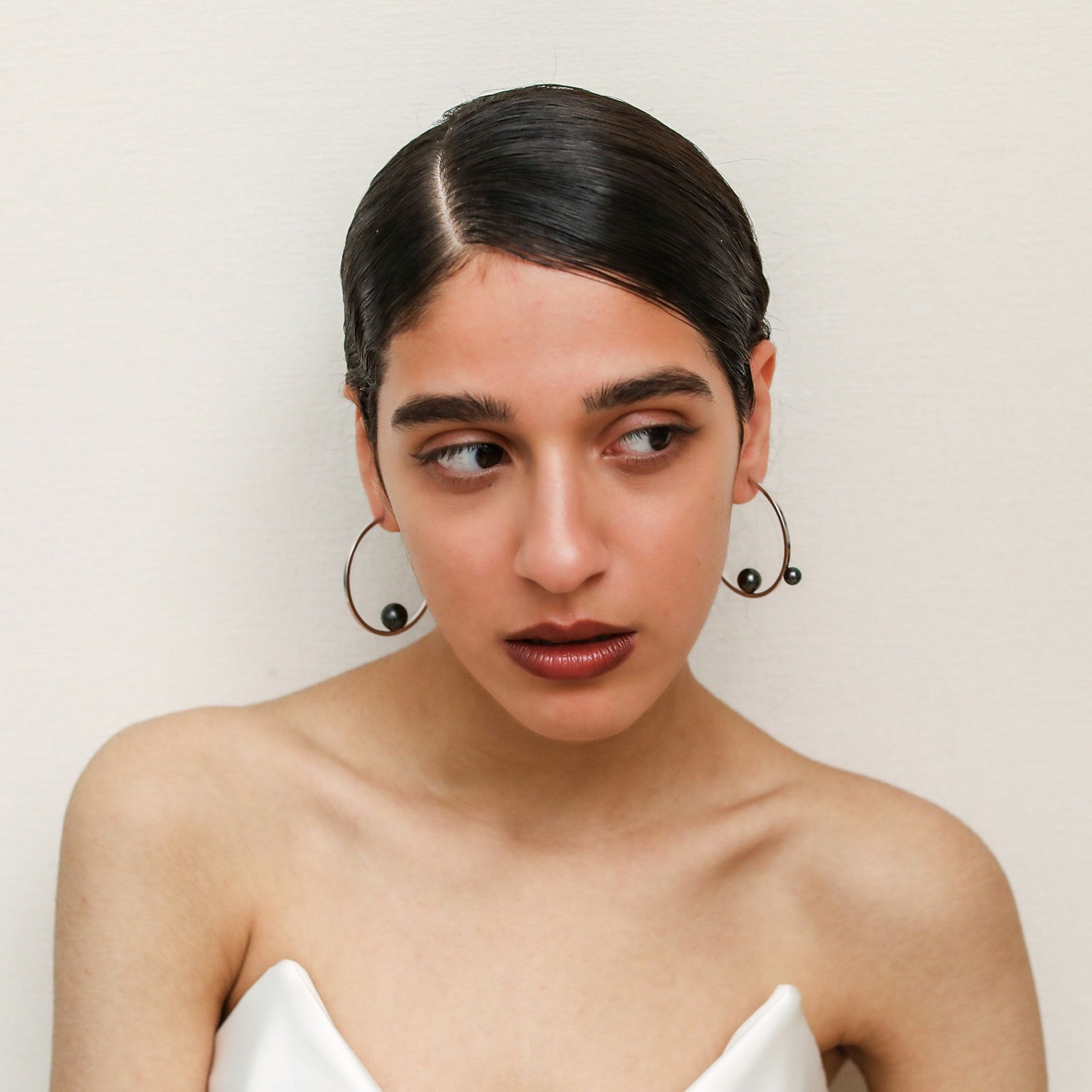 マルレナ ミラージュピアス タヒチ黒蝶真珠/あこや黒真珠　6-11mm SV925/K14WG