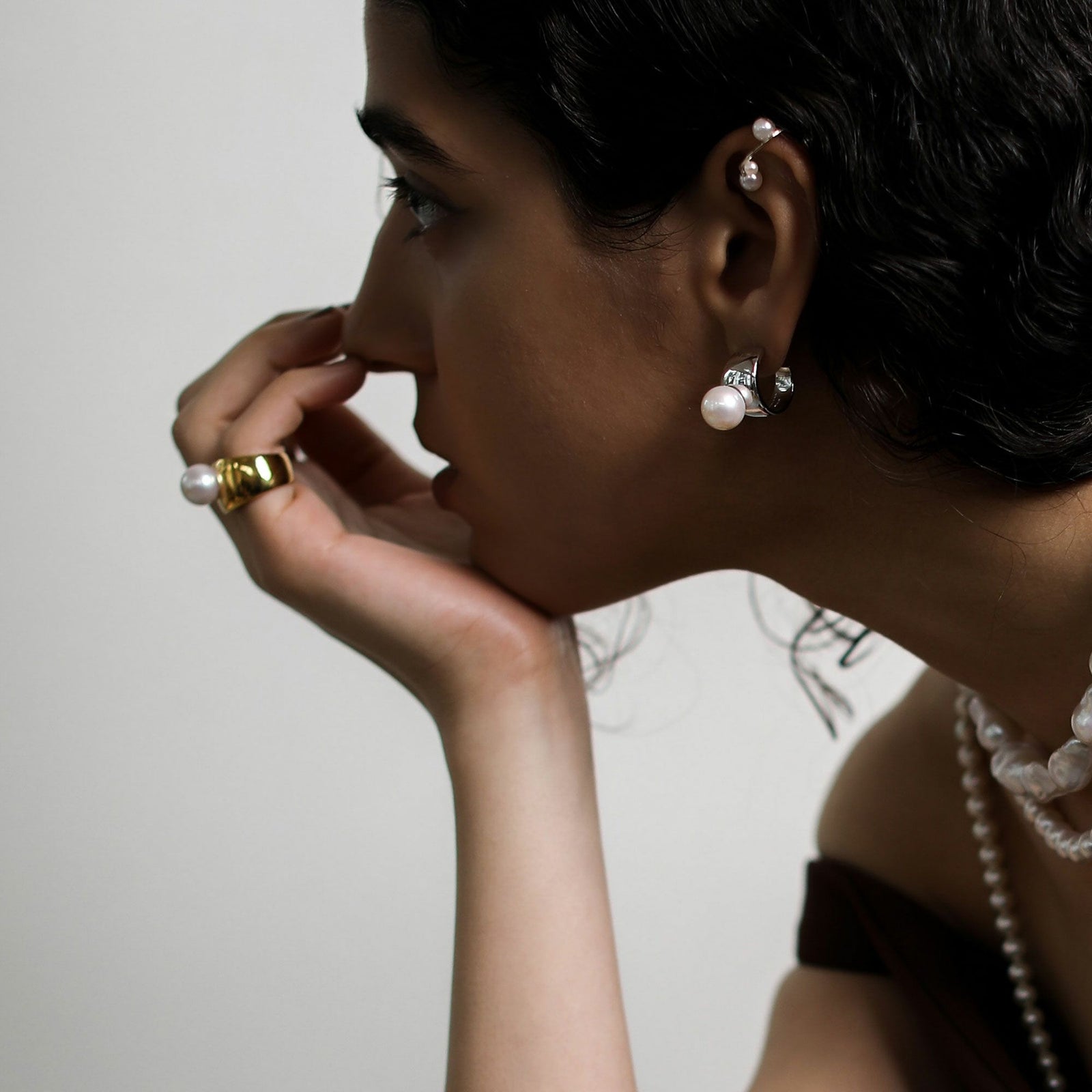 マルレナ マルゴピアス 淡水真珠　11mmUP SV925/K18WG