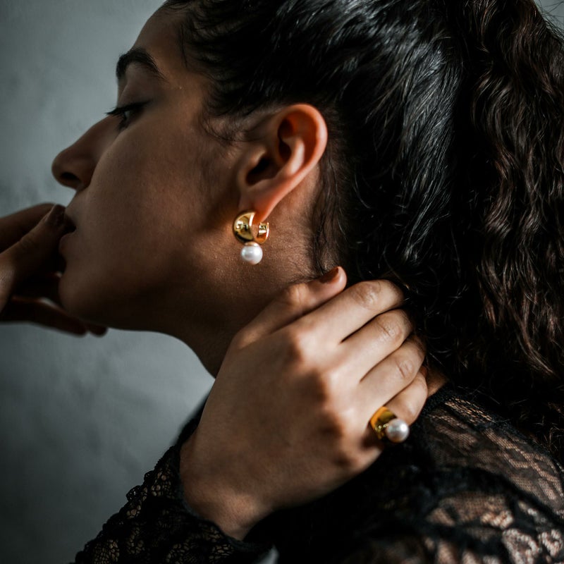 マルレナ マルゴピアス 淡水真珠　11mmUP SV925 GP/K18YG