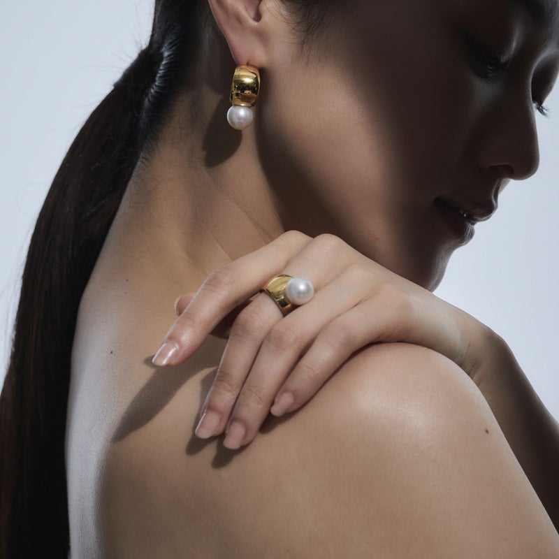 マルレナ マルゴピアス 淡水真珠　11mmUP SV925 GP/K18YG