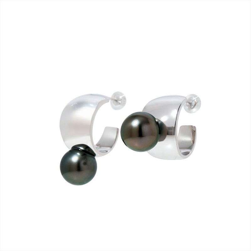 マルレナ マルゴピアス タヒチ黒蝶真珠　11mmUP SV925/K18WG