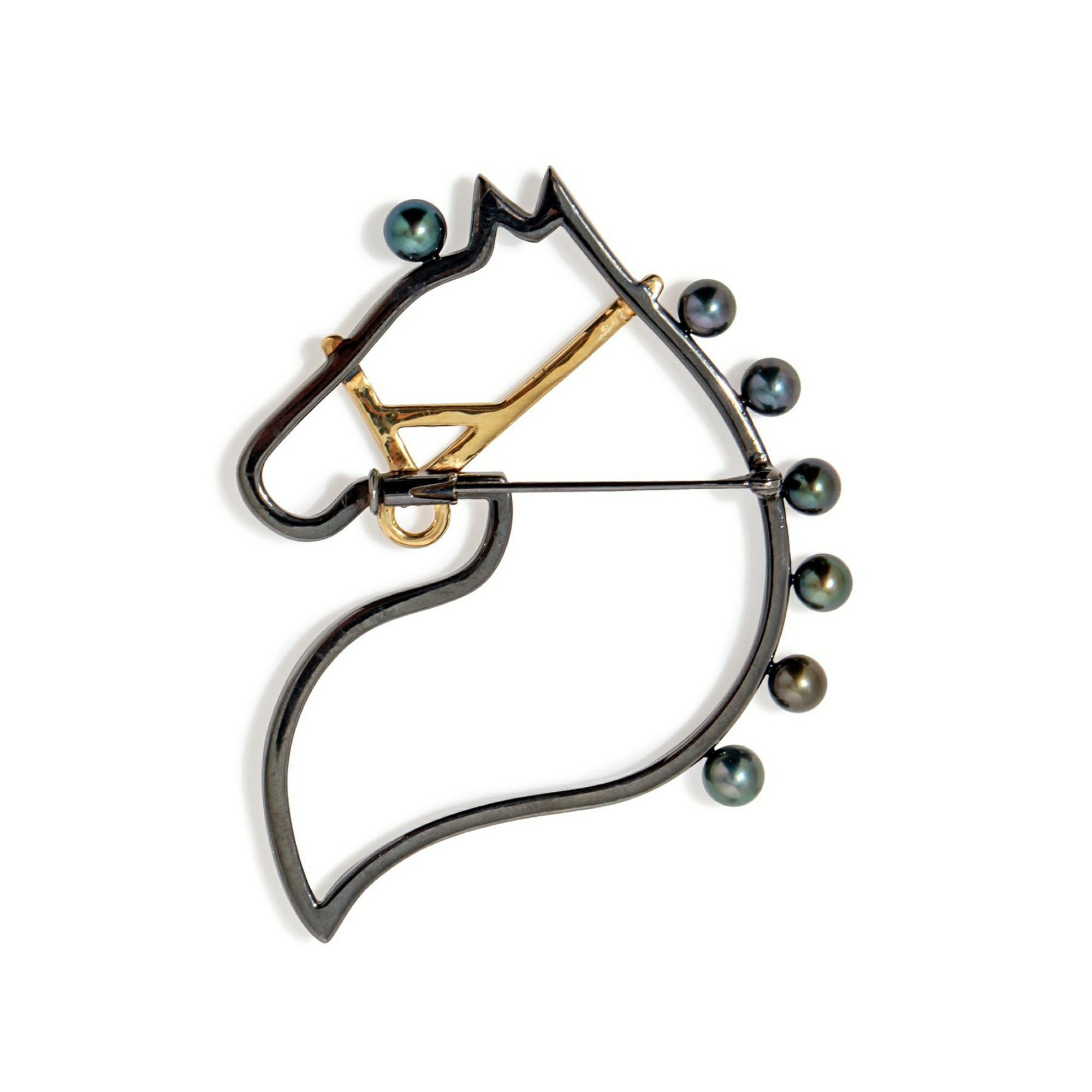 Cheval シュヴァルブローチ M あこや真珠 4.5-5.0mm SV925 BRhP/GP