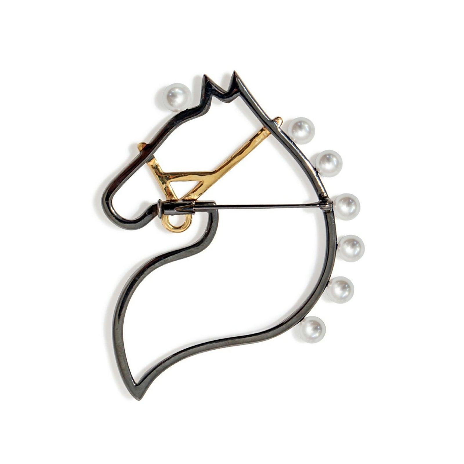 マルレナ シュヴァルブローチ あこや黒真珠　4.5-5.0mm SV925 BRhP/GP ブラックダイヤ