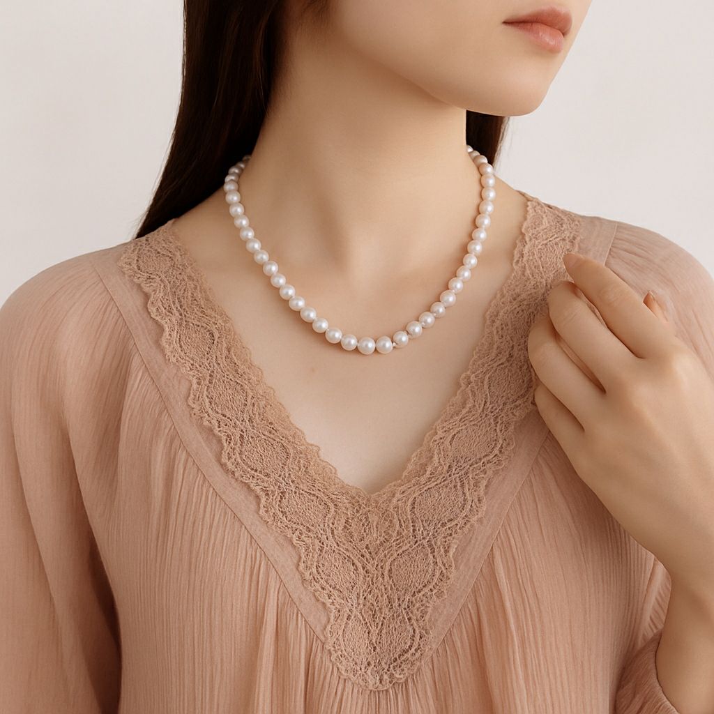 WEB限定】あこや真珠 バロック ネックレス 7.5-8.0mm SV925 GP | 7.0-8.0mm