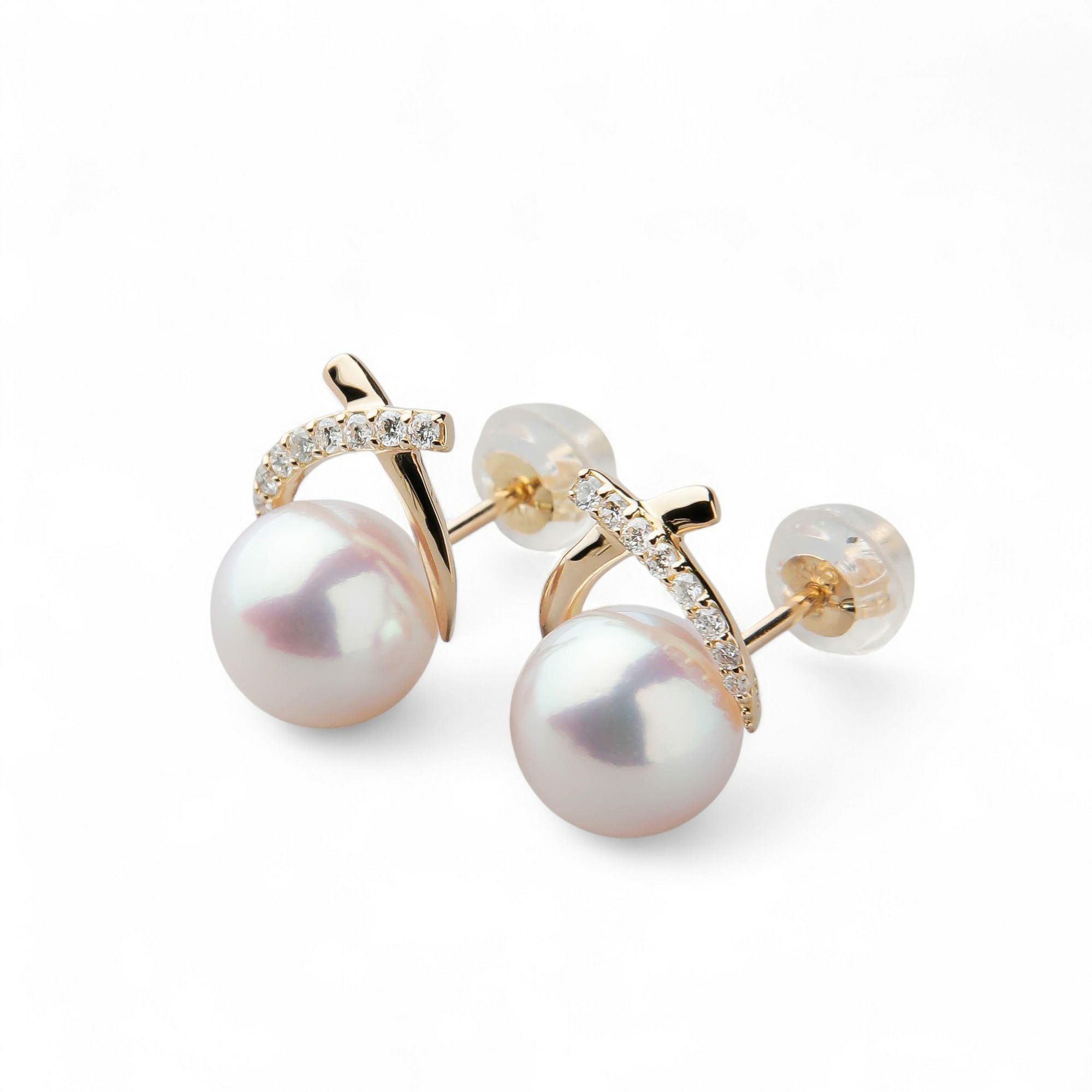 オーロラ花珠真珠 ピアス 7.5-8.0mm K18YG -TOP Quality- [WSP] | WSP