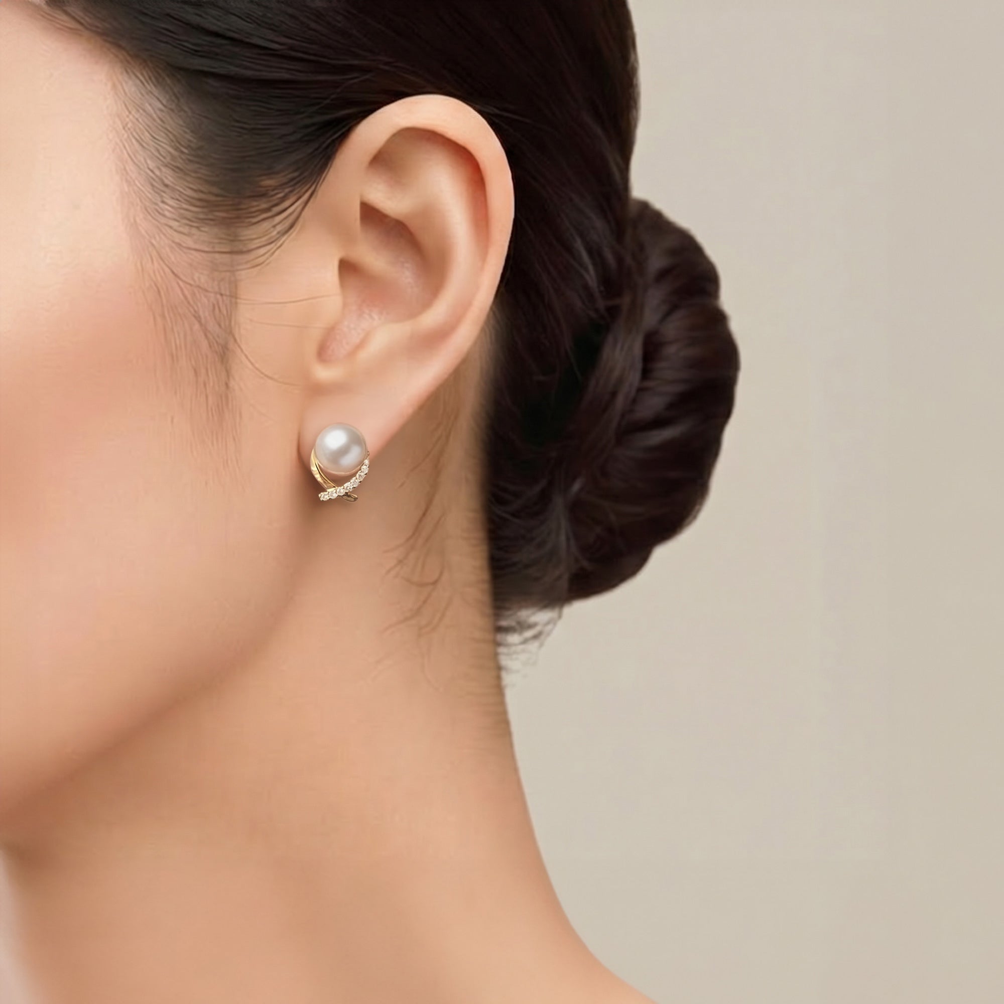 オーロラ花珠真珠 ピアス 7.5-8.0mm K18YG -TOP Quality- [WSP] | WSP