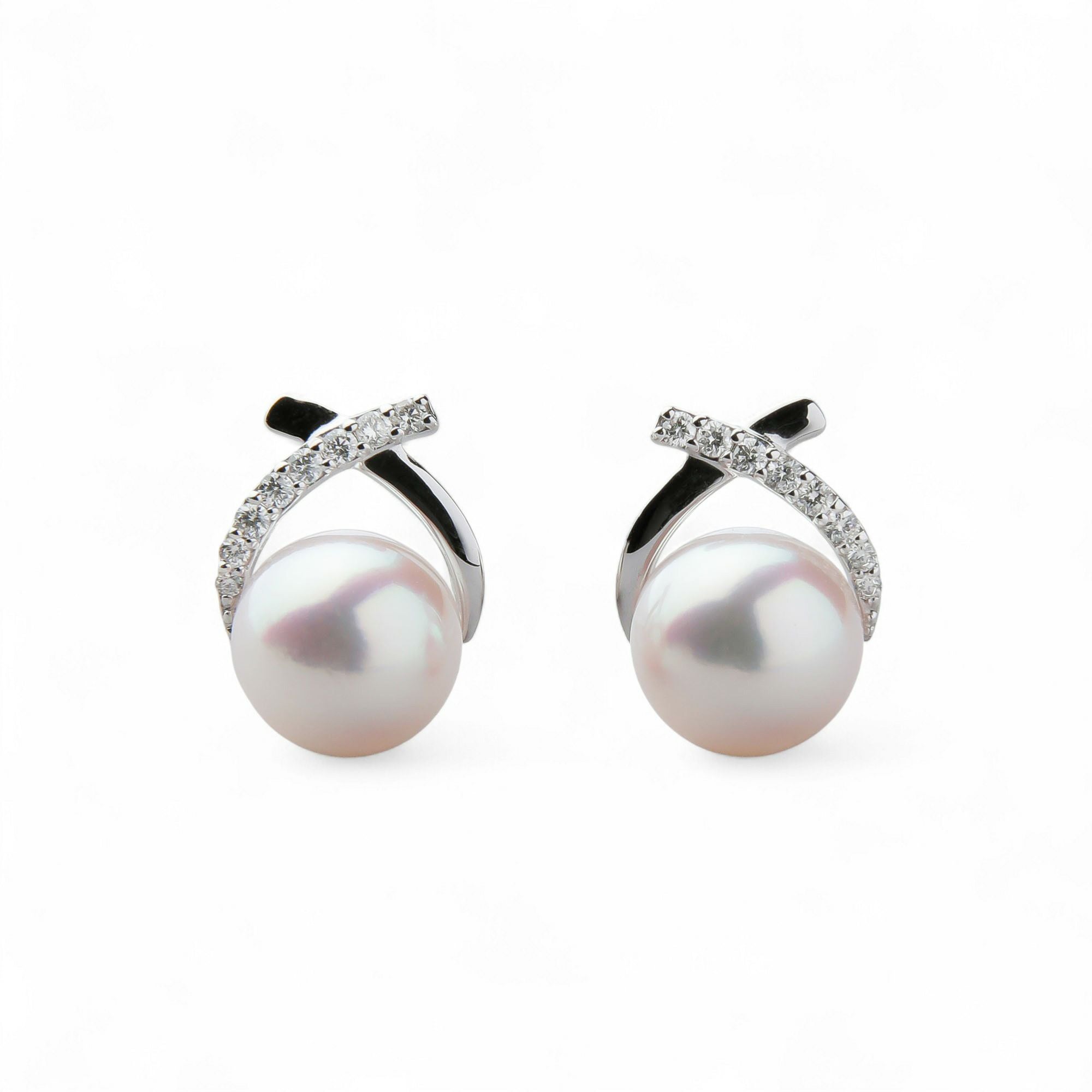 オーロラ花珠真珠 ピアス 7.5-8.0mm PT900 -TOP Quality- [WSP] | WSP
