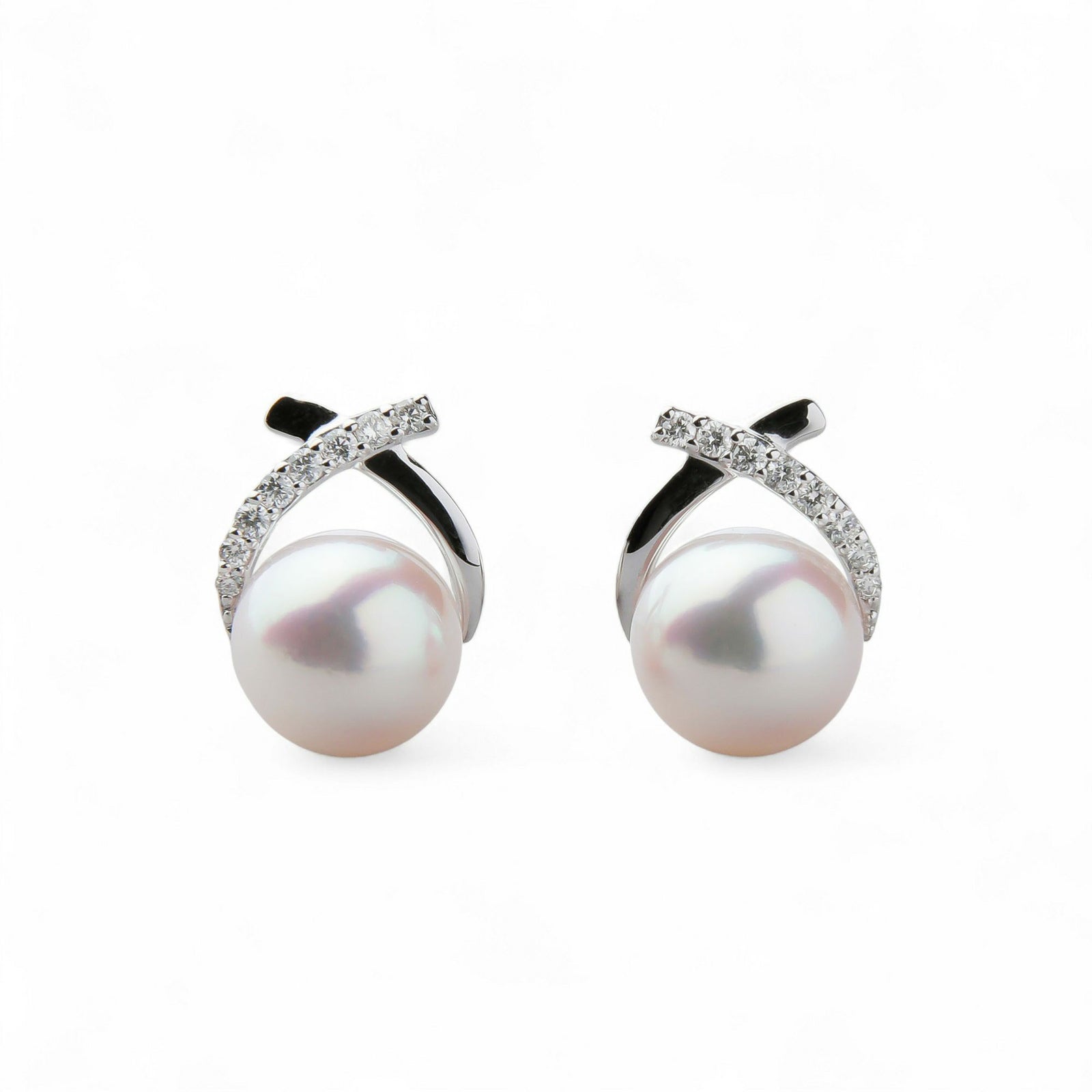 オーロラ花珠真珠 ピアス　7.5-8.0mm PT900 -Premium-