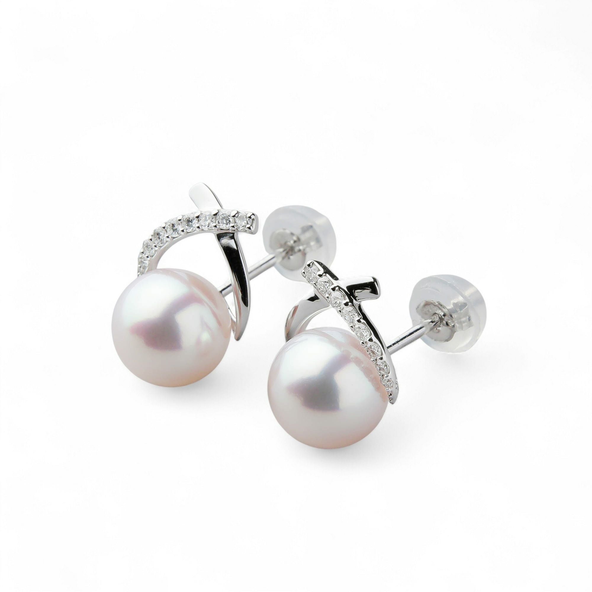 オーロラ花珠真珠 ピアス 7.5-8.0mm PT900 -TOP Quality- [WSP] | WSP