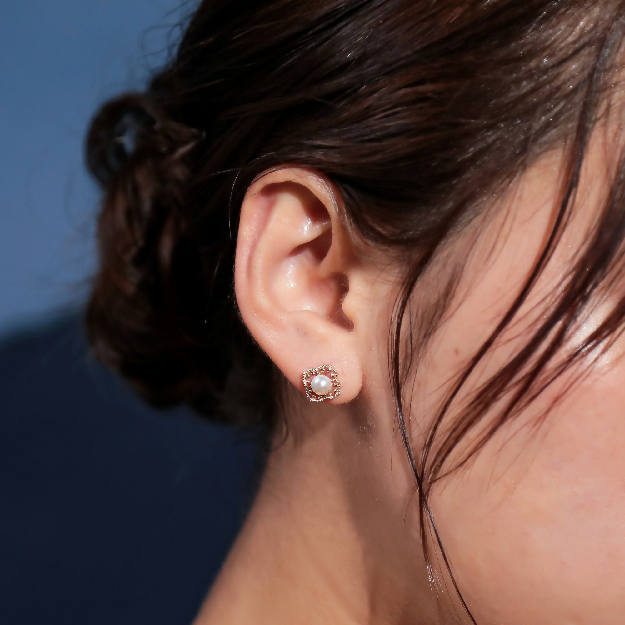 Fleur Eclat あこや真珠 フラワーピアス 5.0-5.5mm K10YG | WSP
