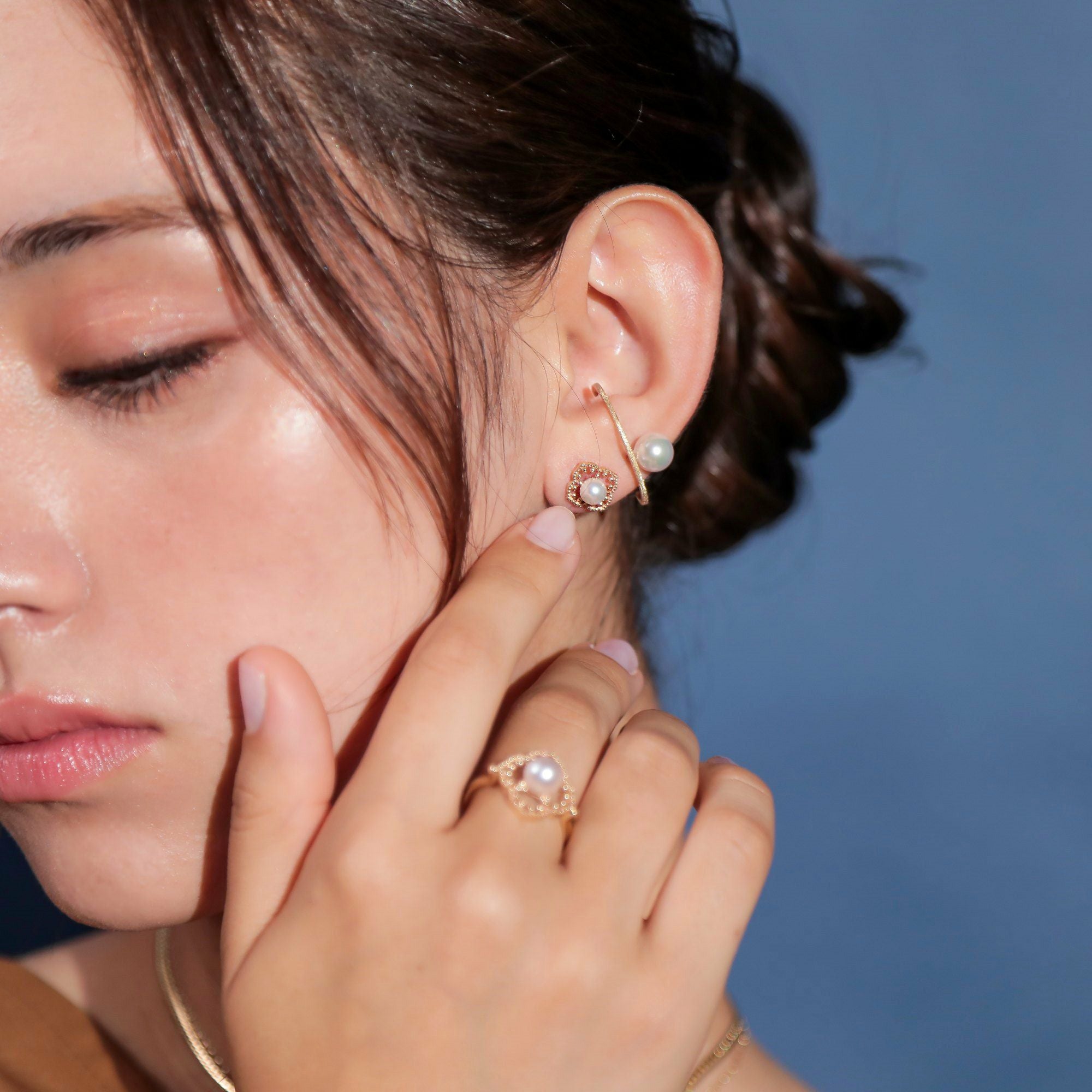 Fleur Eclat あこや真珠 フラワーピアス 5.0-5.5mm K10YG | WSP