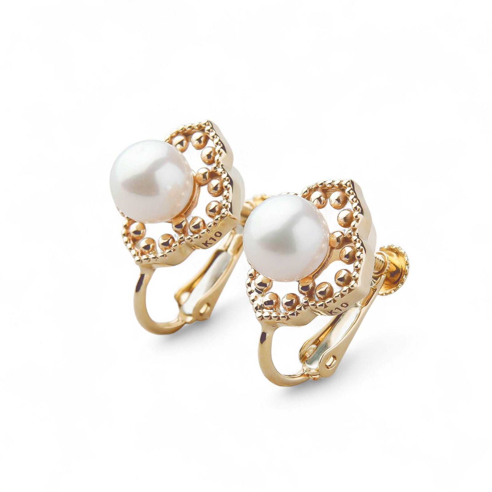 Fleur Eclat あこや真珠 フラワーイヤリング 5.0-5.5mm K10YG