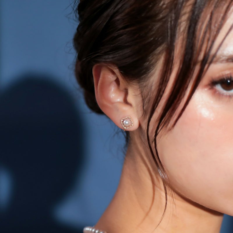 Fleur Eclat あこや真珠 フラワーイヤリング 5.0-5.5mm K10YG