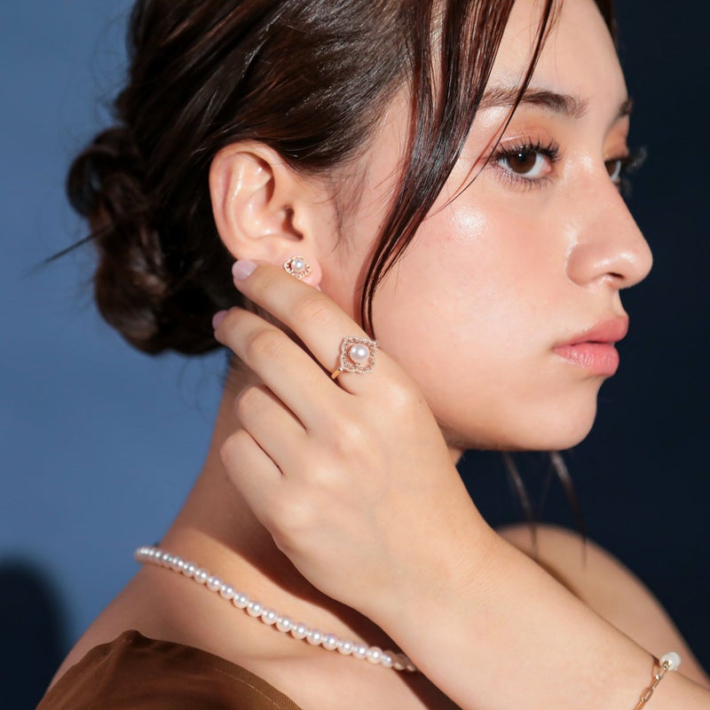 Fleur Eclat あこや真珠 フラワーイヤリング 5.0-5.5mm K10YG