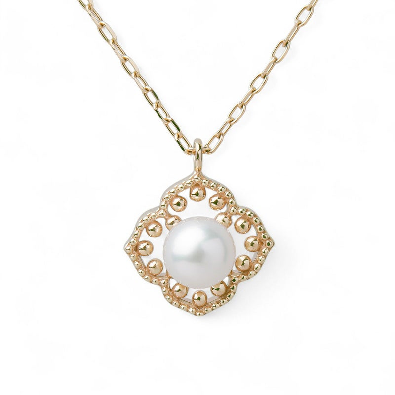 Fleur Eclat あこや真珠 フラワーペンダント 5.0-5.5mm K10YG