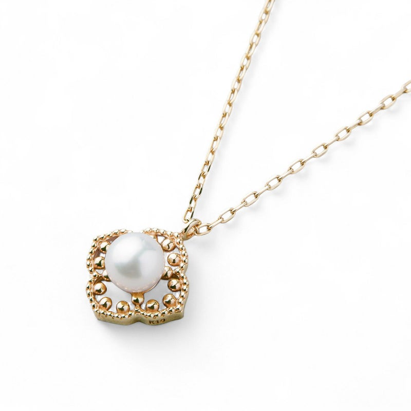 Fleur Eclat あこや真珠 フラワーペンダント 5.0-5.5mm K10YG